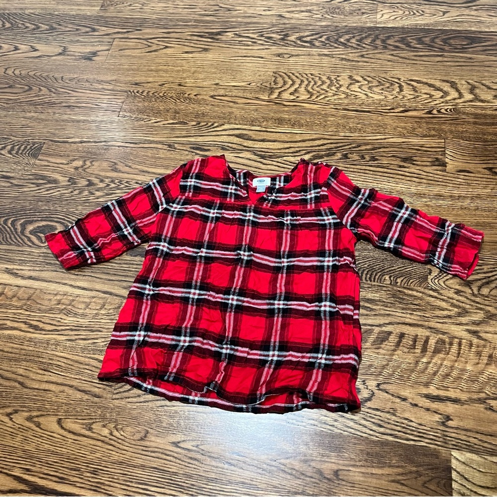 Old Navy Kids Red and Black Plaid Shirt